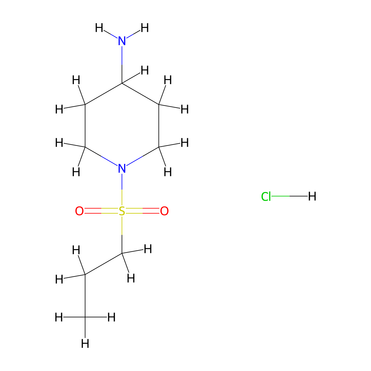 1-(Propane-1-sulfonyl)piperidin-4-amine hydrochloride molecular structure, CAS 651056-80-3