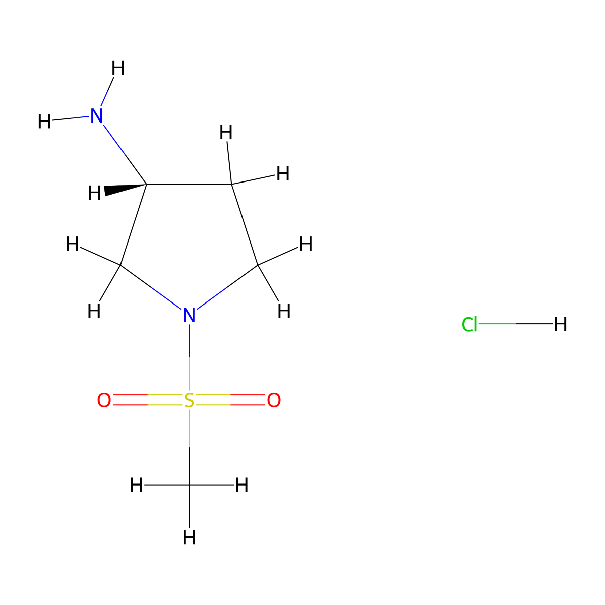 (R)-1-(Methylsulfonyl)pyrrolidin-3-amine hydrochloride molecular structure, CAS 651056-85-8