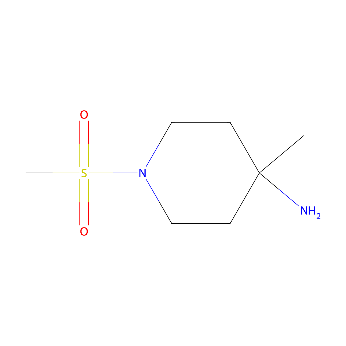 4-Piperidinamine, 4-methyl-1-(methylsulfonyl)- molecular structure, CAS 651056-95-0