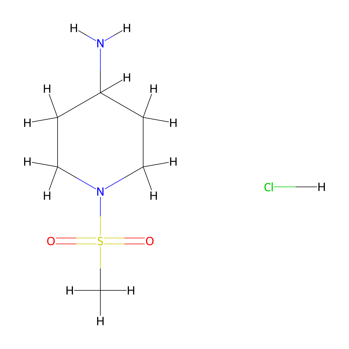 1-Methanesulfonylpiperidin-4-amine hydrochloride molecular structure, CAS 651057-01-1
