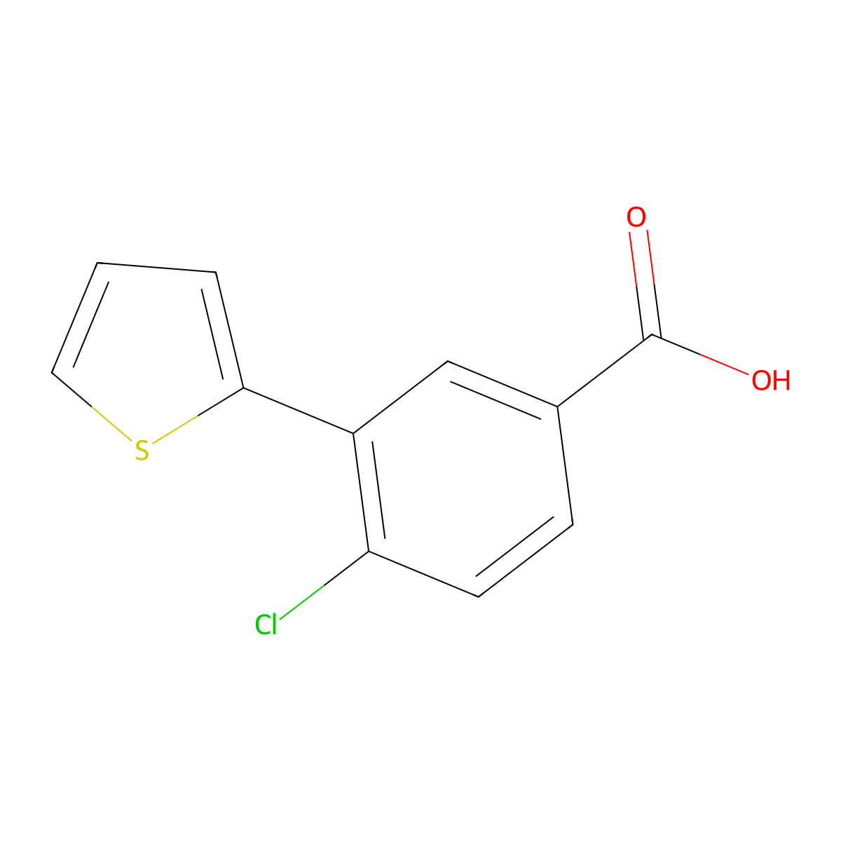4-Chloro-3-(thiophen-2-YL)benzoic acid molecular structure, CAS 651058-95-6