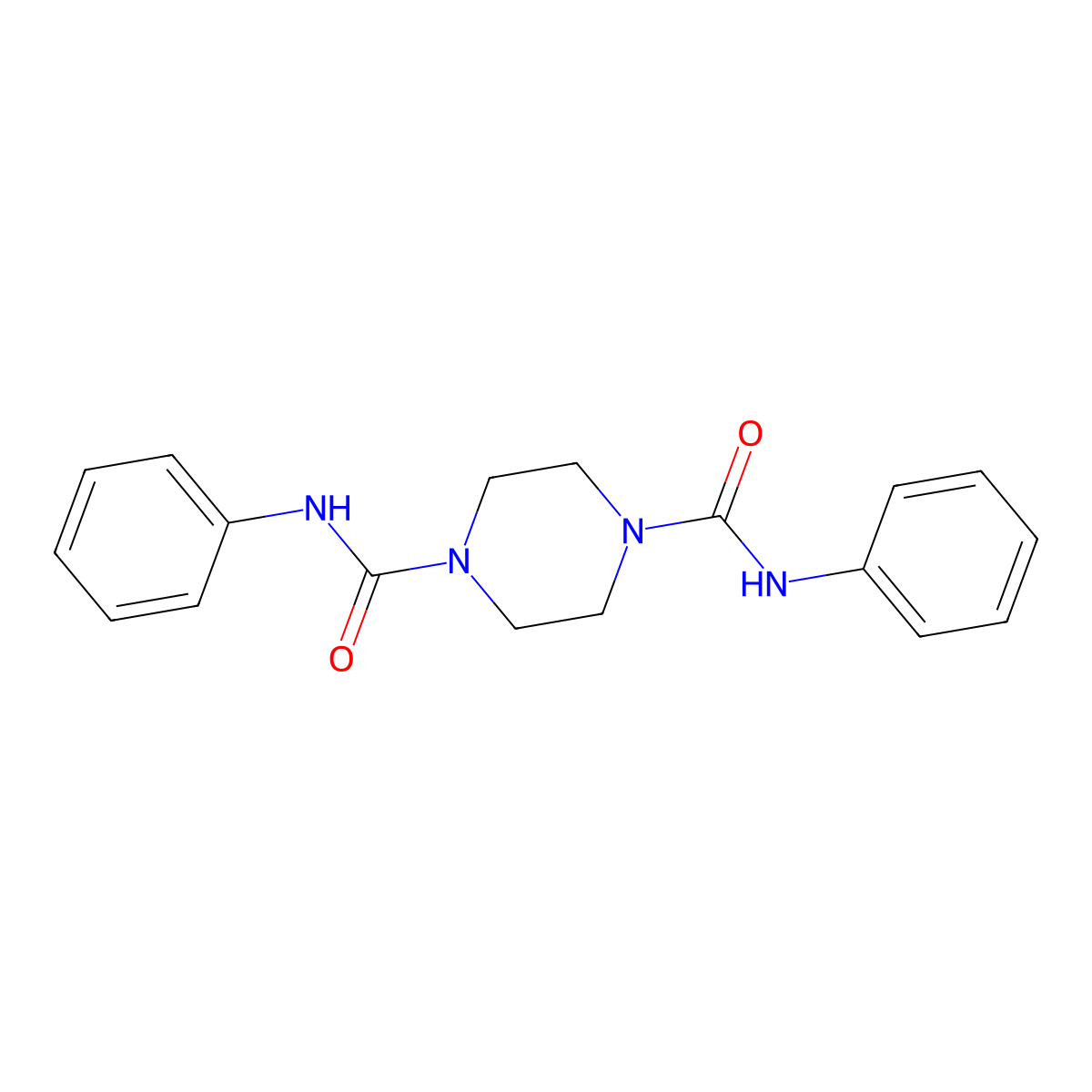 1,4-Piperazinedicarboxanilide molecular structure, CAS 6511-89-3