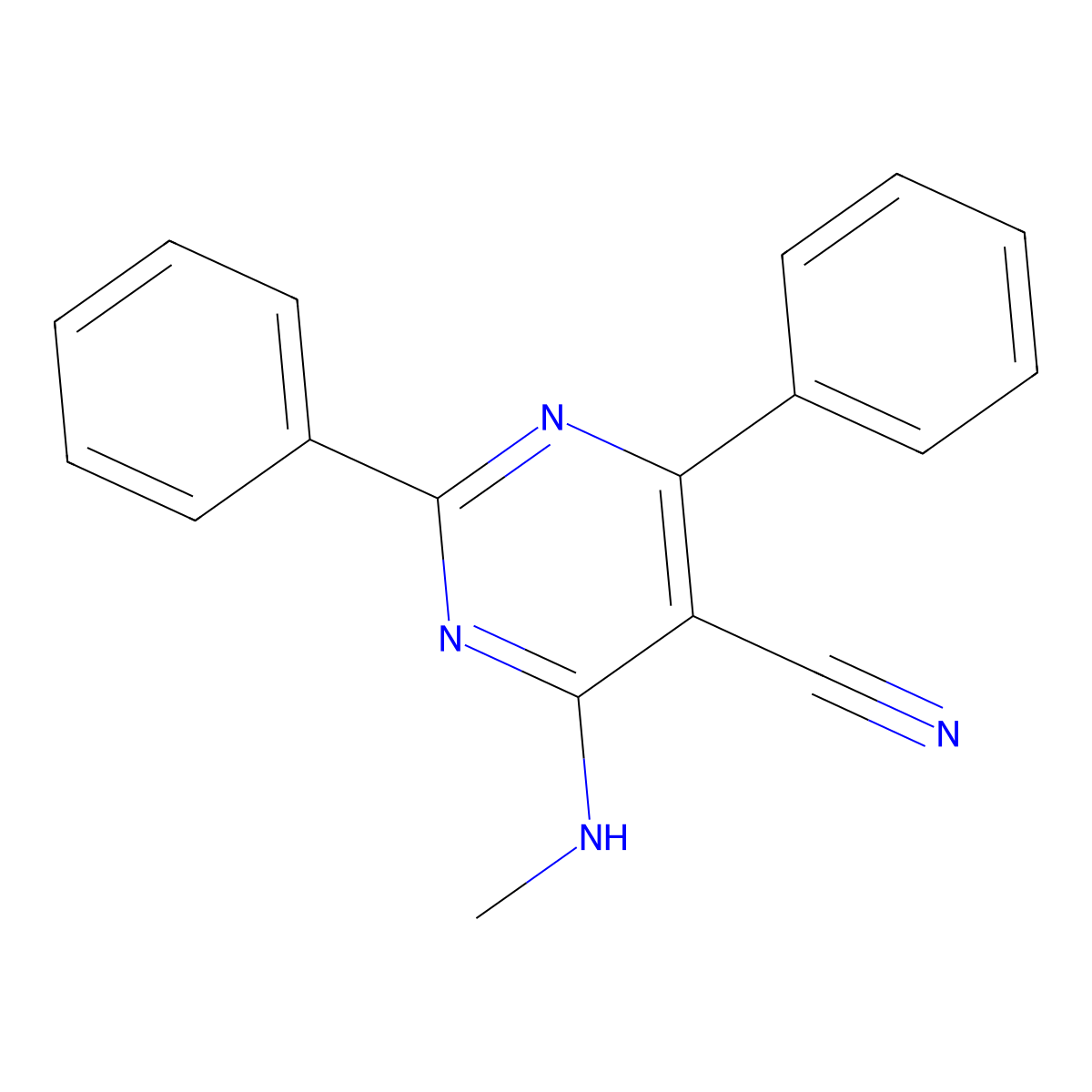 4-(Methylamino)-2,6-diphenylpyrimidine-5-carbonitrile molecular structure, CAS 65112-63-2