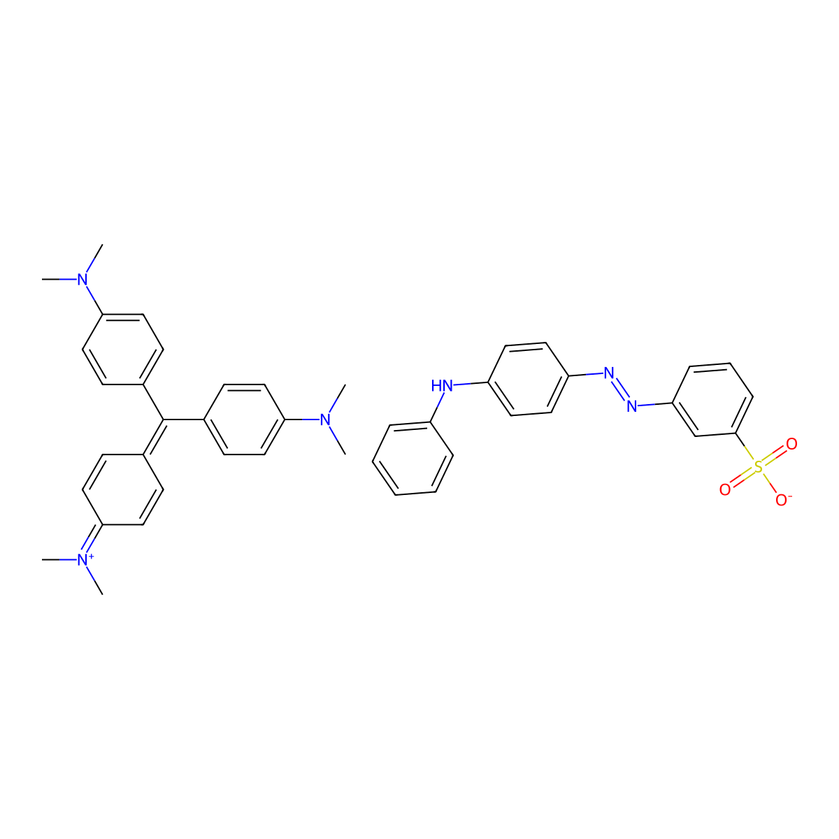 Methylium, tris(4-(dimethylamino)phenyl)-, 3-(2-(4-(phenylamino)phenyl)diazenyl)benzenesulfonate (1:1) molecular structure, CAS 65113-55-5