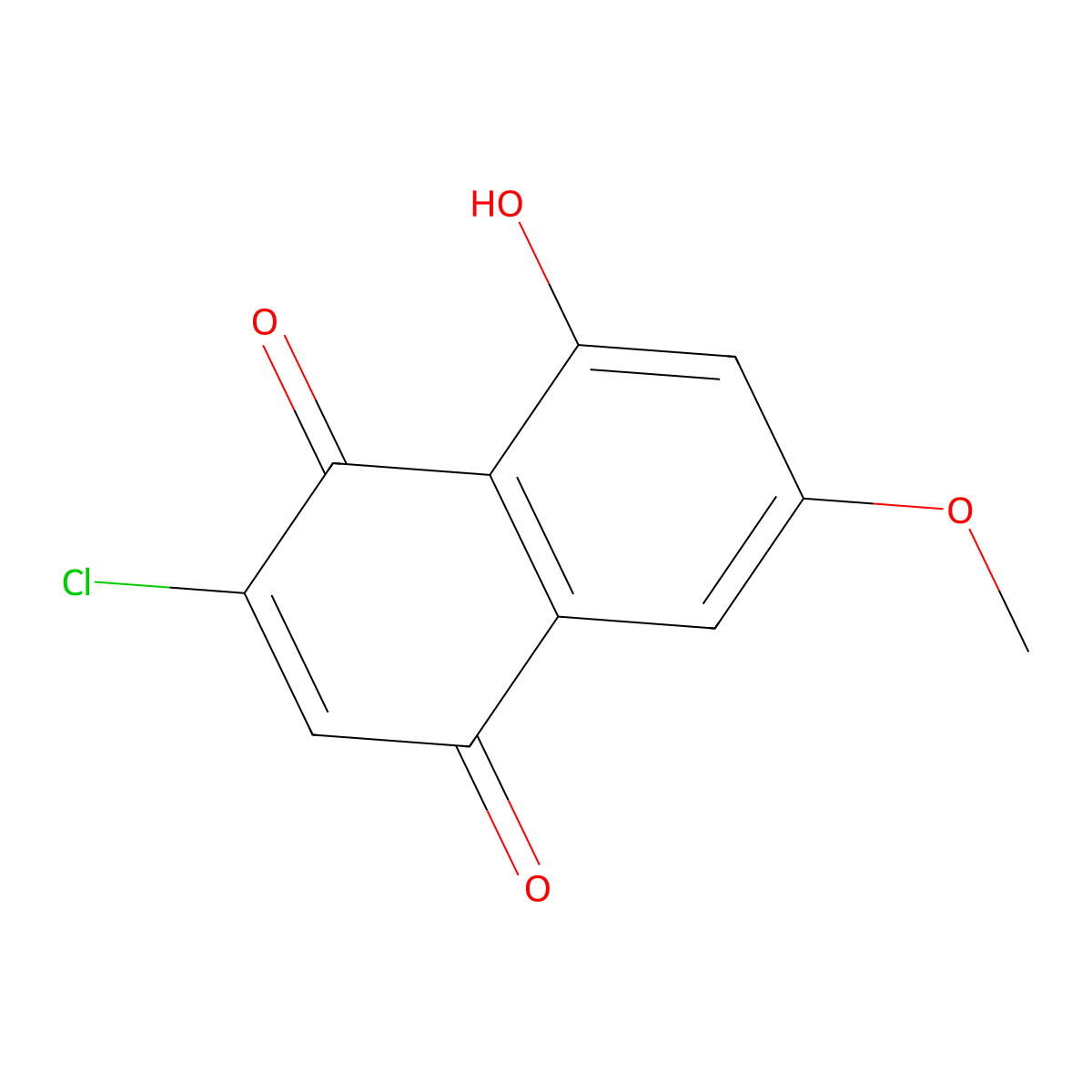 2-Chloro-8-hydroxy-6-methoxynaphthalene-1,4-dione molecular structure, CAS 65120-69-6