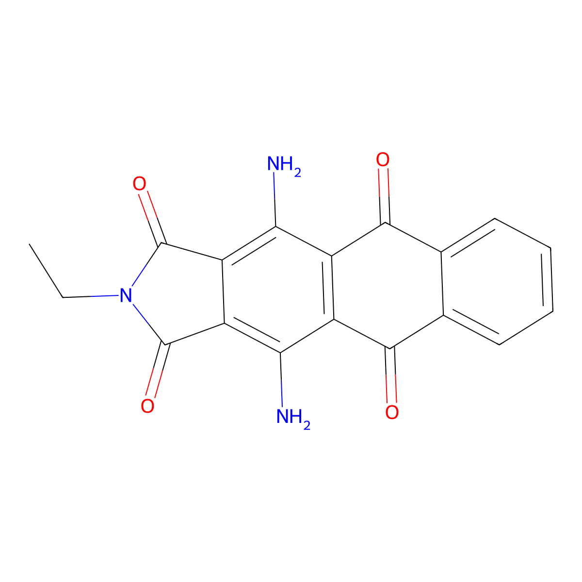 1H-Naphth(2,3-f)isoindole-1,3,5,10(2H)-tetrone, 4,11-diamino-2-ethyl- molecular structure, CAS 65121-70-2