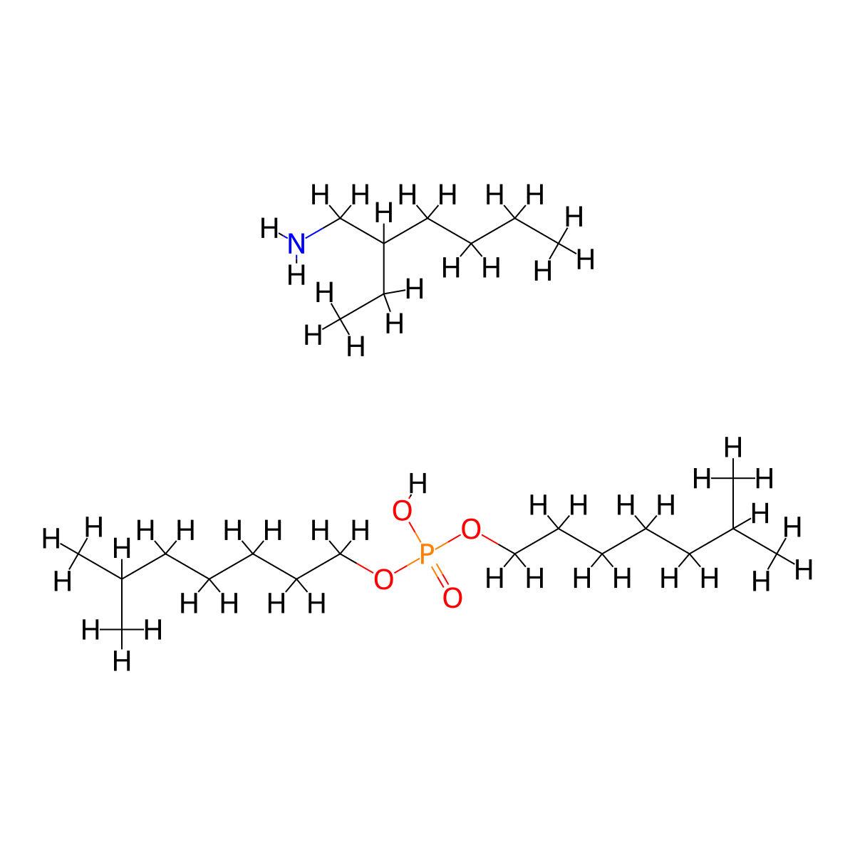 (2-Ethylhexyl)ammonium bis(6-methylheptyl) phosphate molecular structure, CAS 65122-03-4