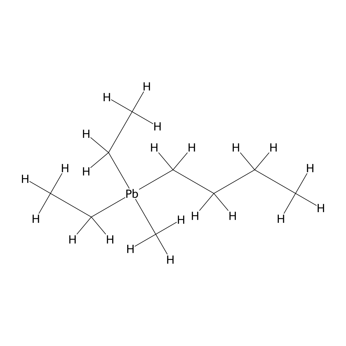 Butyldiethylmethylplumbane molecular structure, CAS 65122-13-6