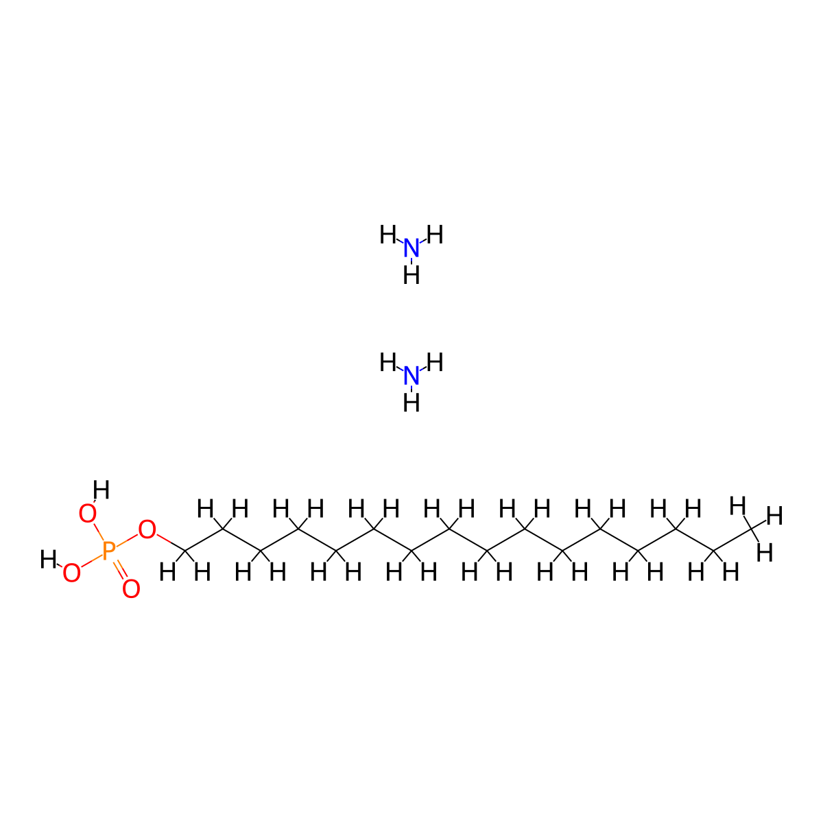 Diammonium hexadecyl phosphate molecular structure, CAS 65122-25-0