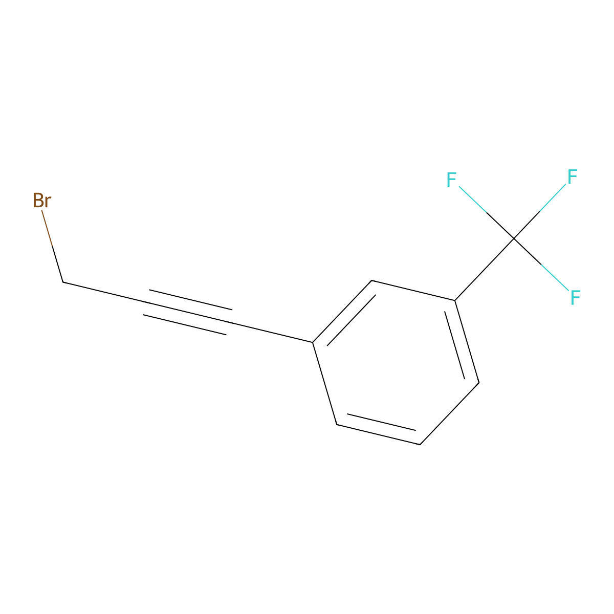 Benzene, 1-(3-bromo-1-propyn-1-yl)-3-(trifluoromethyl)- molecular structure, CAS 65126-86-5