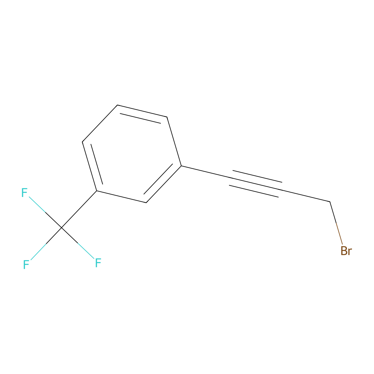Benzene, 1-(3-bromo-1-propyn-1-yl)-3-(trifluoromethyl)- molecular structure, CAS 65126-86-5