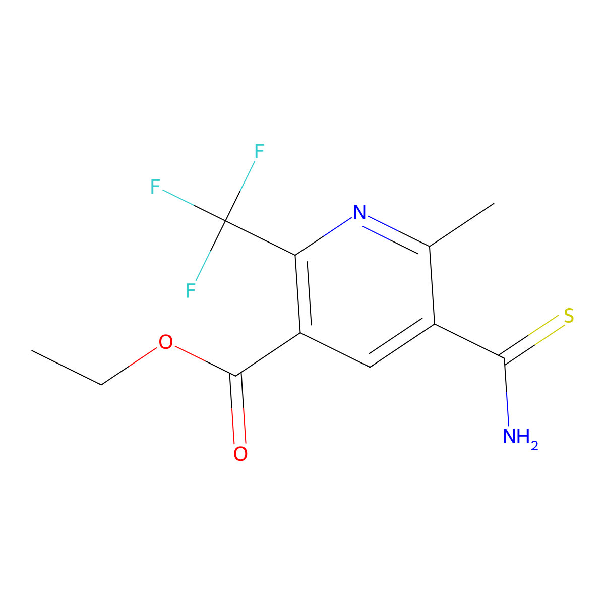 Ethyl 5-(aminocarbonothioyl)-6-methyl-2-(trifluoromethyl)nicotinate molecular structure, CAS 651292-55-6
