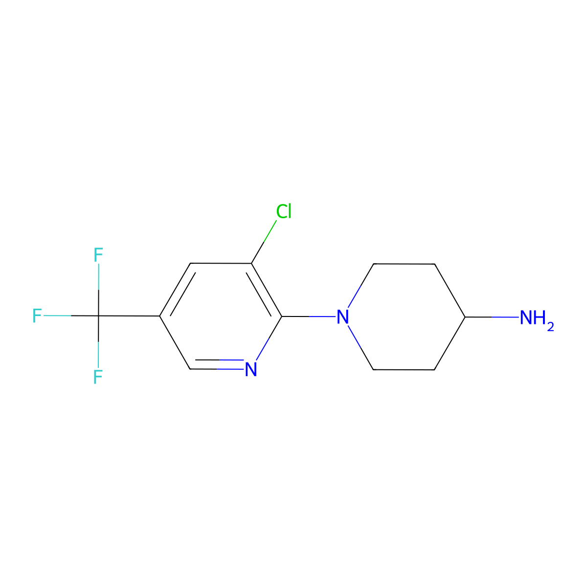 1-[3-Chloro-5-(trifluoromethyl)pyridin-2-yl]piperidin-4-amine molecular structure, CAS 651293-20-8
