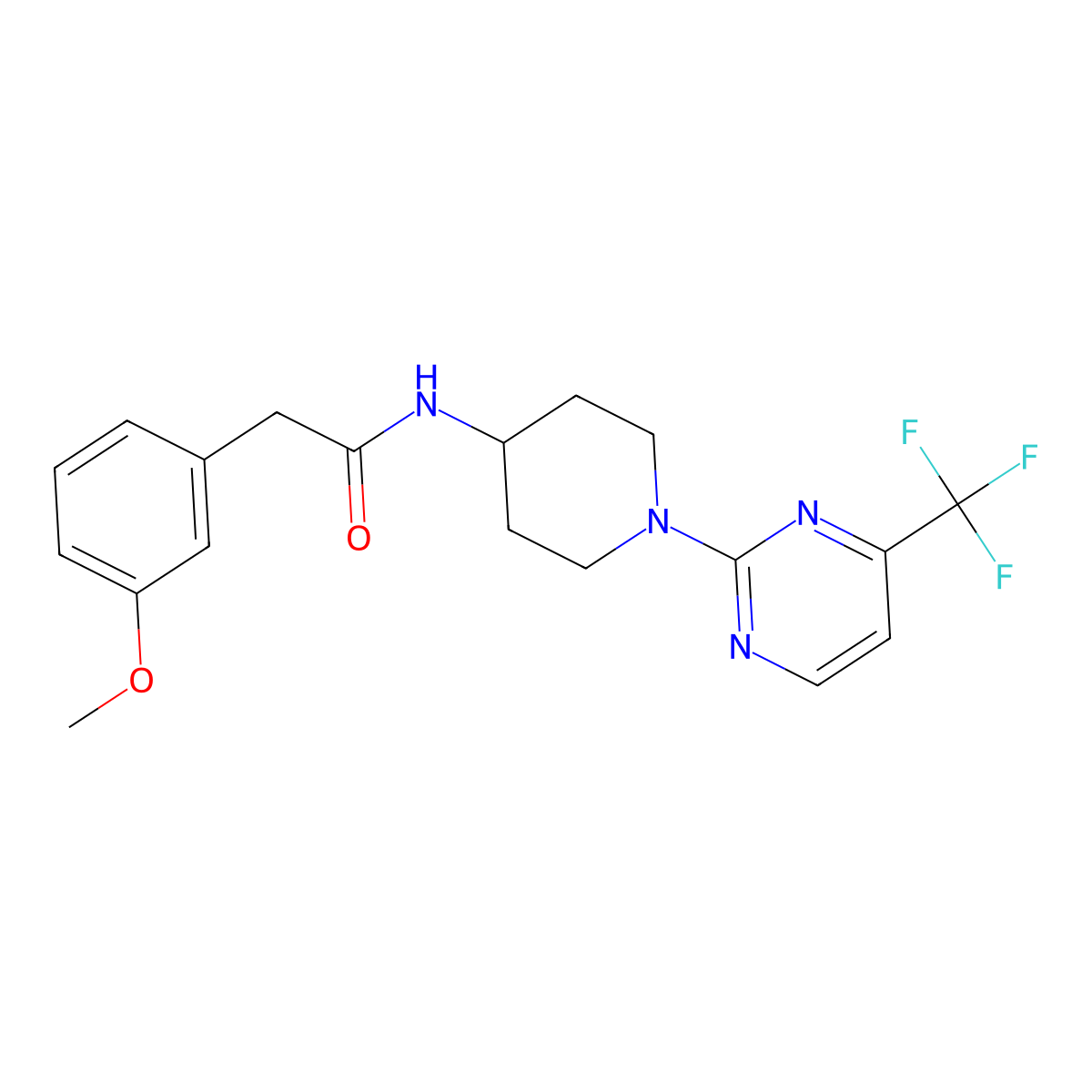 2-(3-methoxyphenyl)-N-[1-[4-(trifluoromethyl)pyrimidin-2-yl]piperidin-4-yl]acetamide molecular structure, CAS 651293-70-8
