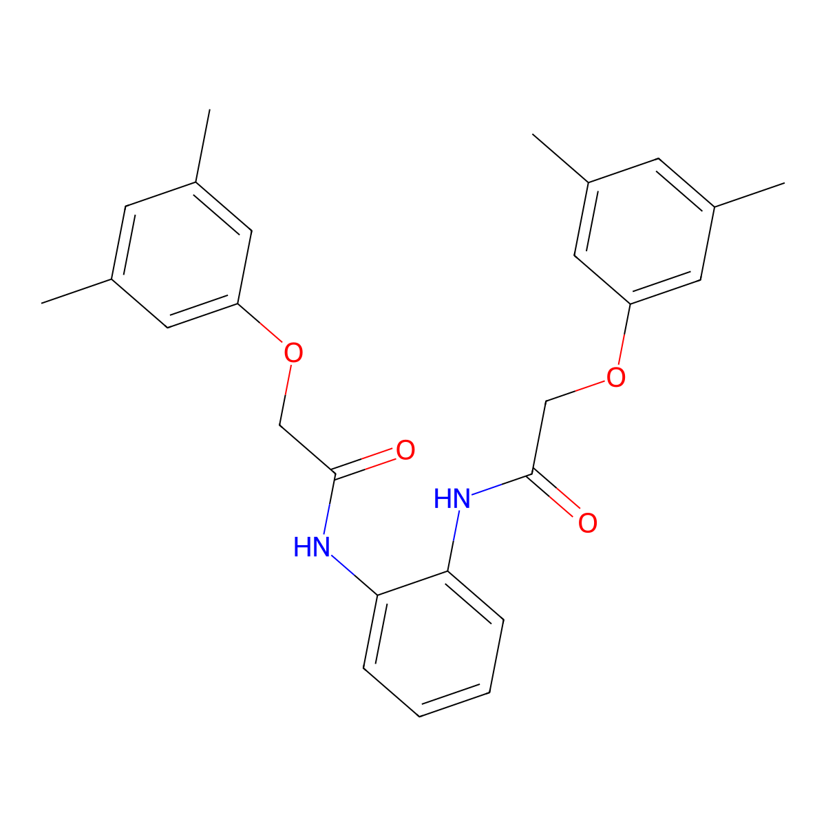 2-(3,5-dimethylphenoxy)-N-[2-[[2-(3,5-dimethylphenoxy)acetyl]amino]phenyl]acetamide molecular structure, CAS 651294-80-3