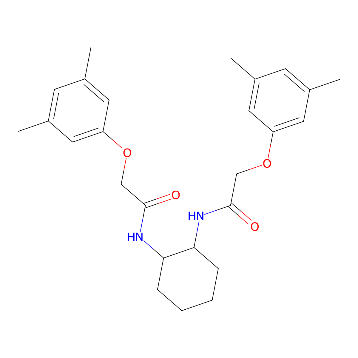 2-(3,5-dimethylphenoxy)-N-[2-[[2-(3,5-dimethylphenoxy)acetyl]amino]cyclohexyl]acetamide molecular structure, CAS 651294-88-1