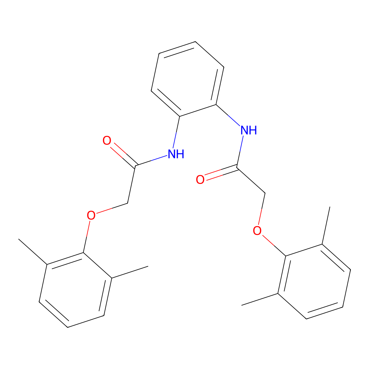 2-(2,6-dimethylphenoxy)-N-[2-[[2-(2,6-dimethylphenoxy)acetyl]amino]phenyl]acetamide molecular structure, CAS 651294-92-7