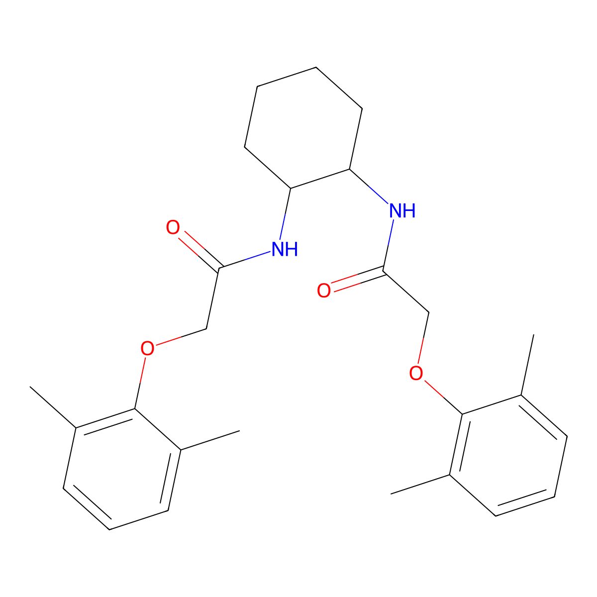 2-(2,6-dimethylphenoxy)-N-(2-{[(2,6-dimethylphenoxy)acetyl]amino}cyclohexyl)acetamide molecular structure, CAS 651295-01-1