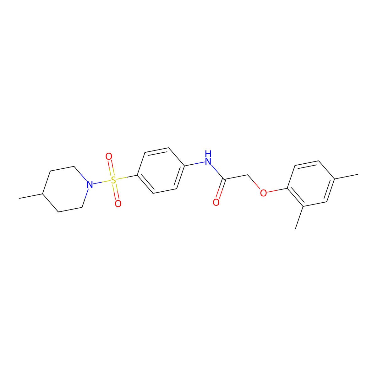 2-(2,4-dimethylphenoxy)-N-{4-[(4-methyl-1-piperidinyl)sulfonyl]phenyl}acetamide molecular structure, CAS 651295-46-4