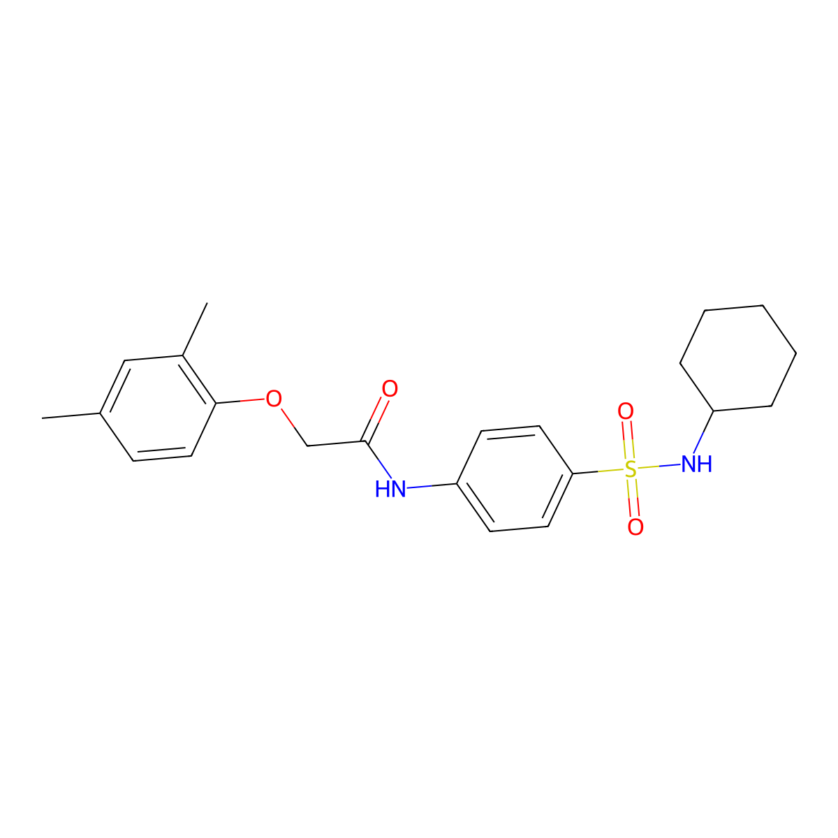 N-[4-(cyclohexylsulfamoyl)phenyl]-2-(2,4-dimethylphenoxy)acetamide molecular structure, CAS 651295-58-8