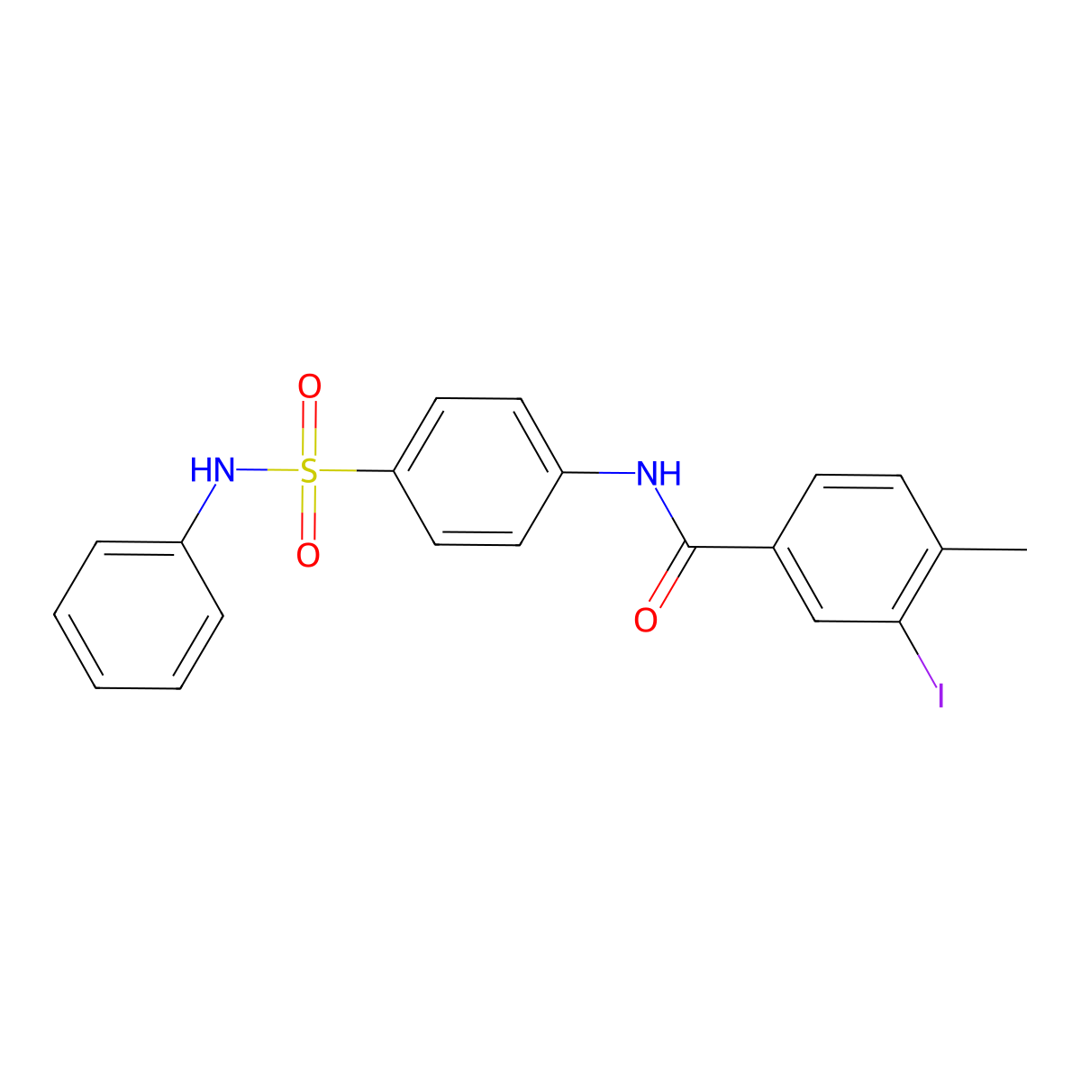 3-iodo-4-methyl-N-[4-(phenylsulfamoyl)phenyl]benzamide molecular structure, CAS 651296-54-7