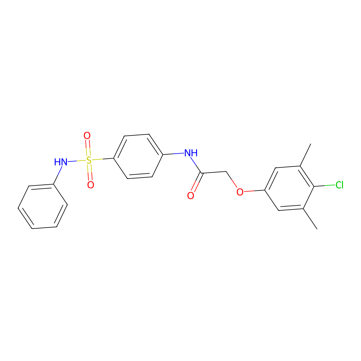 2-(4-chloro-3,5-dimethylphenoxy)-N-[4-(phenylsulfamoyl)phenyl]acetamide molecular structure, CAS 651296-60-5