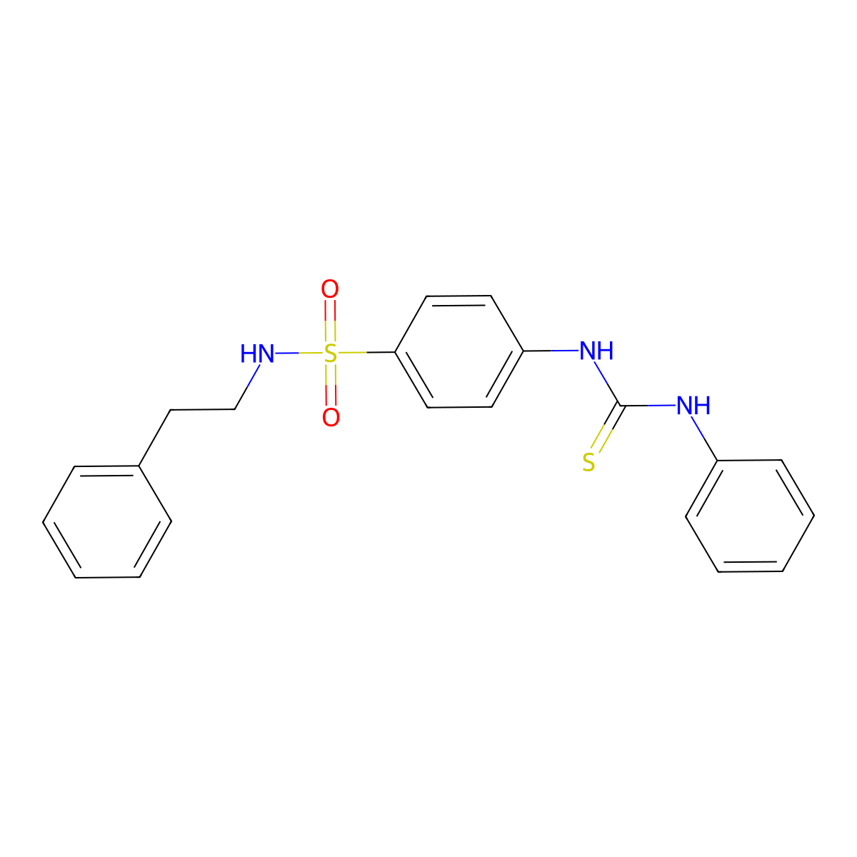 4-[(anilinocarbothioyl)amino]-N-(2-phenylethyl)benzenesulfonamide molecular structure, CAS 651296-75-2