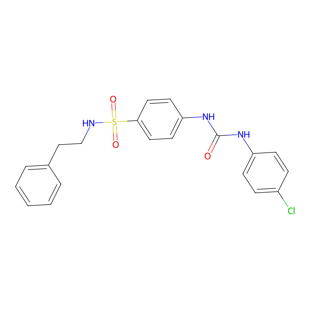 4-{[(4-chloroanilino)carbonyl]amino}-N-(2-phenylethyl)benzenesulfonamide molecular structure, CAS 651296-77-4