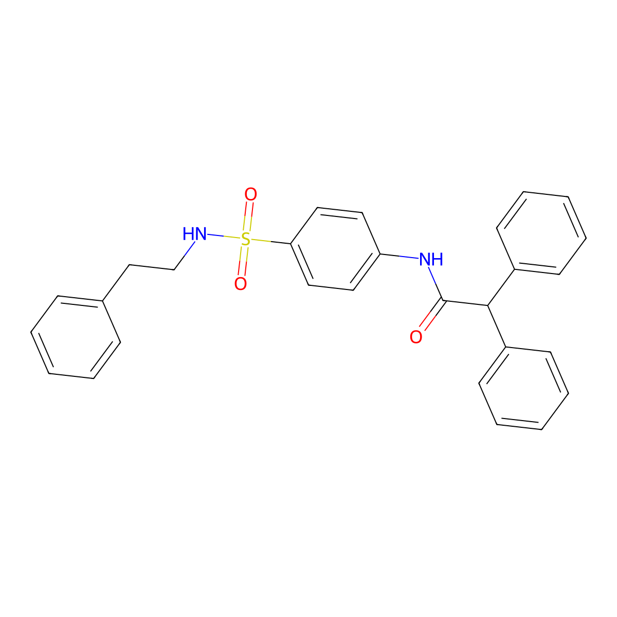 2,2-diphenyl-N-(4-{[(2-phenylethyl)amino]sulfonyl}phenyl)acetamide molecular structure, CAS 651296-80-9