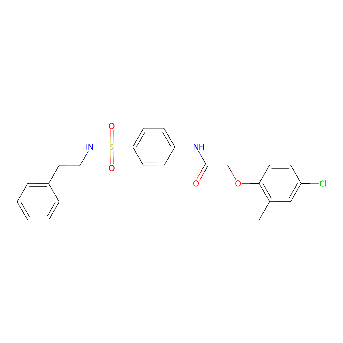 2-(4-chloro-2-methylphenoxy)-N-(4-{[(2-phenylethyl)amino]sulfonyl}phenyl)acetamide molecular structure, CAS 651296-87-6