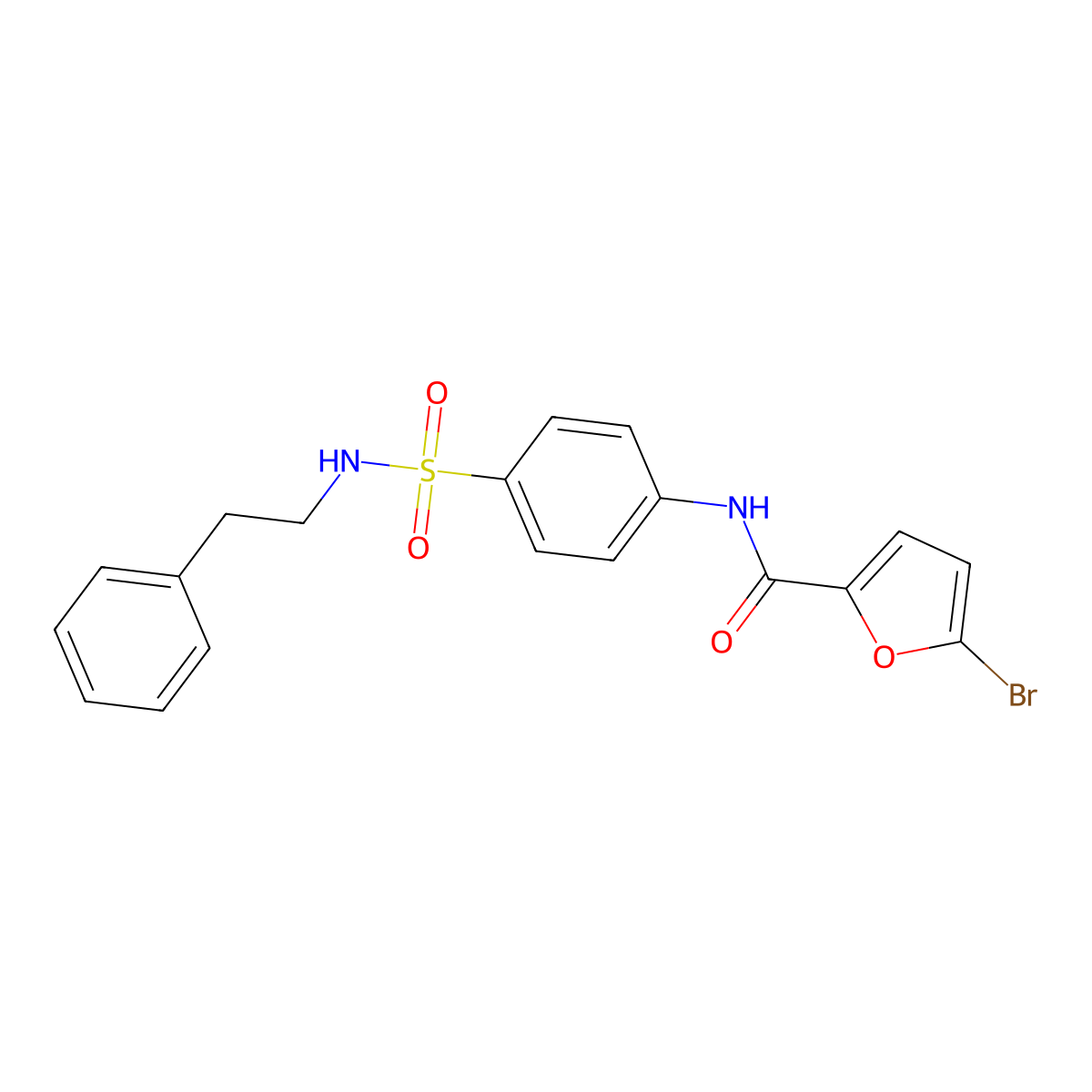 5-bromo-N-(4-{[(2-phenylethyl)amino]sulfonyl}phenyl)-2-furamide molecular structure, CAS 651296-92-3