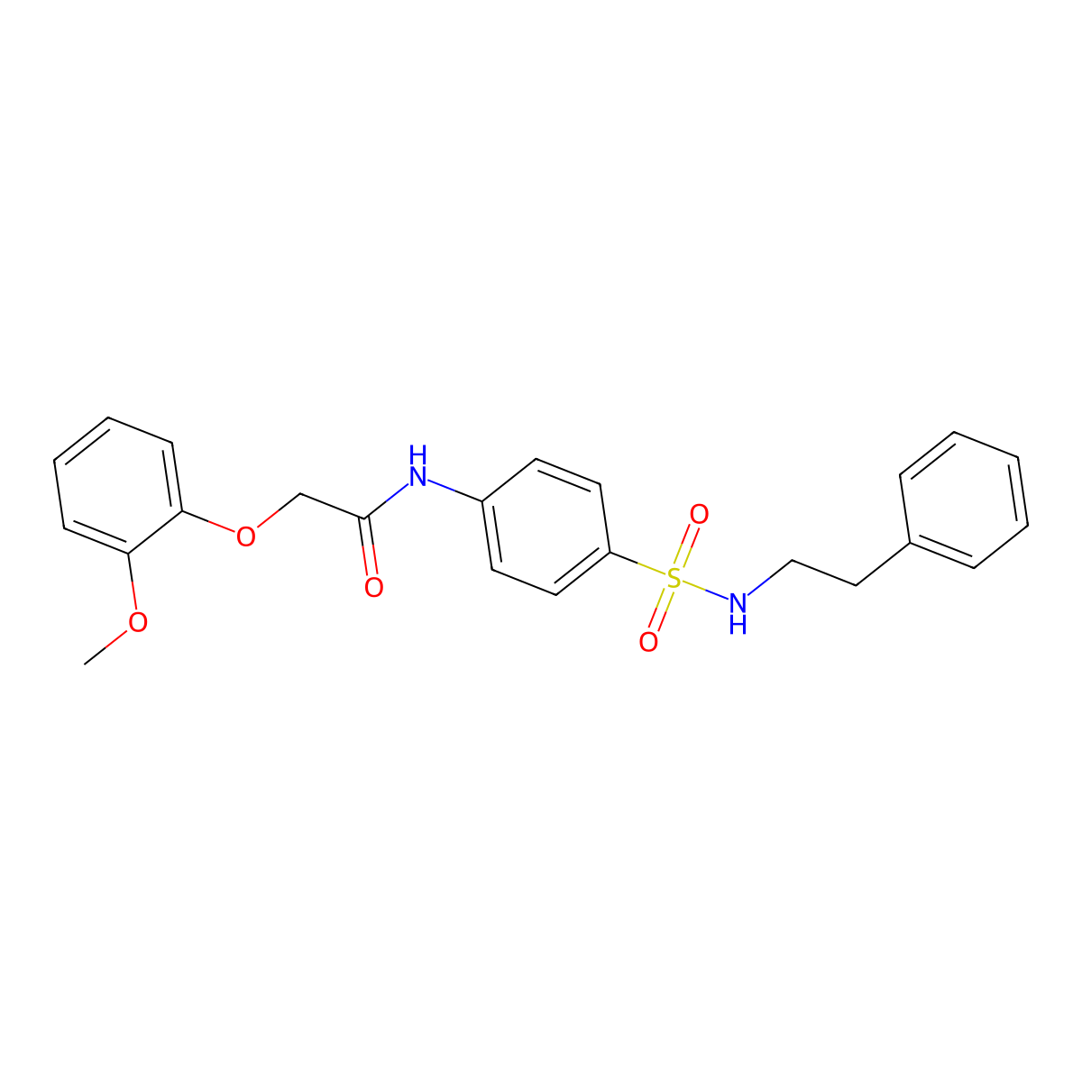 2-(2-methoxyphenoxy)-N-(4-{[(2-phenylethyl)amino]sulfonyl}phenyl)acetamide molecular structure, CAS 651296-96-7