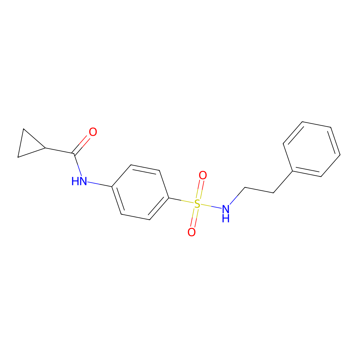 N-(4-{[(2-phenylethyl)amino]sulfonyl}phenyl)cyclopropanecarboxamide molecular structure, CAS 651296-97-8