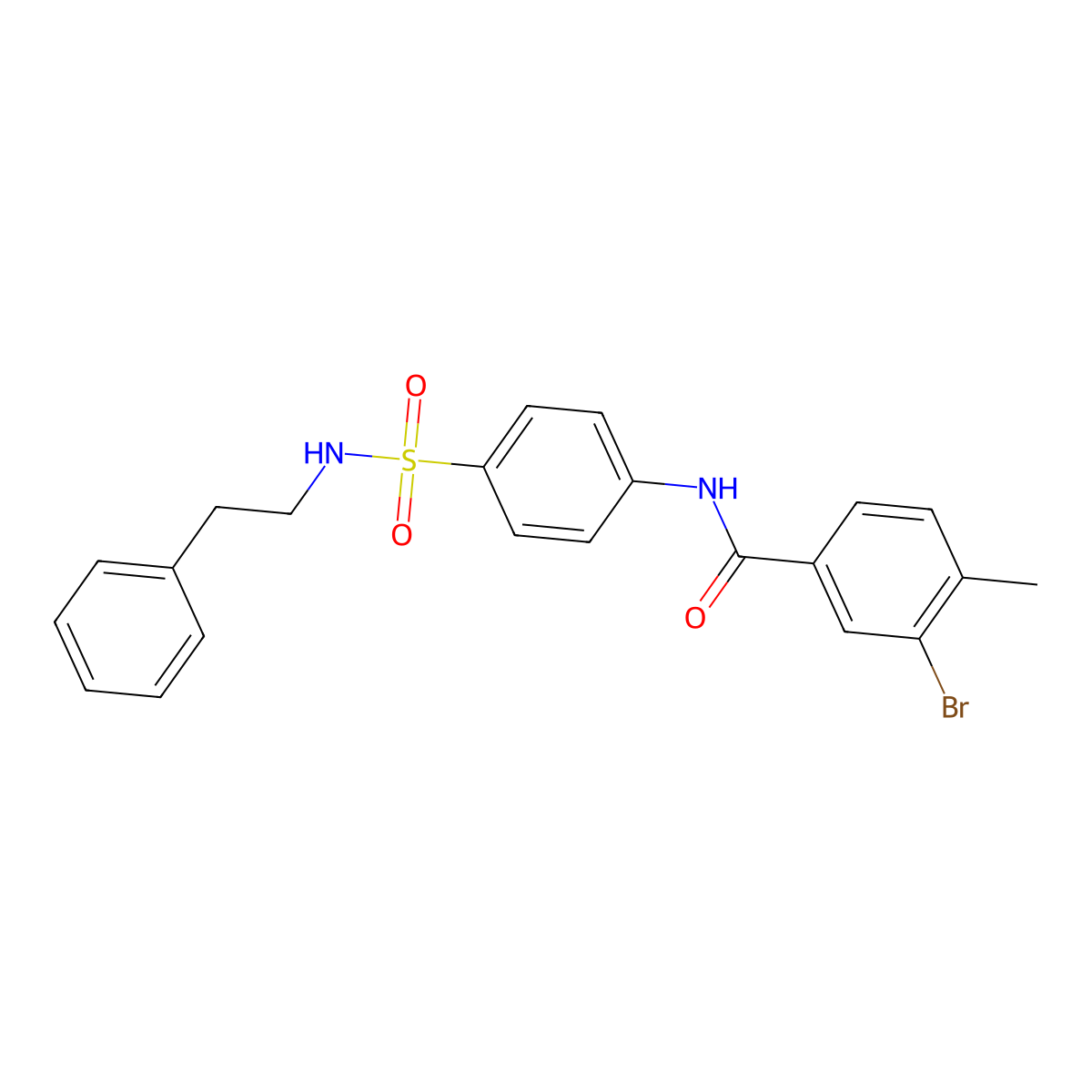 3-bromo-4-methyl-N-(4-{[(2-phenylethyl)amino]sulfonyl}phenyl)benzamide molecular structure, CAS 651297-02-8