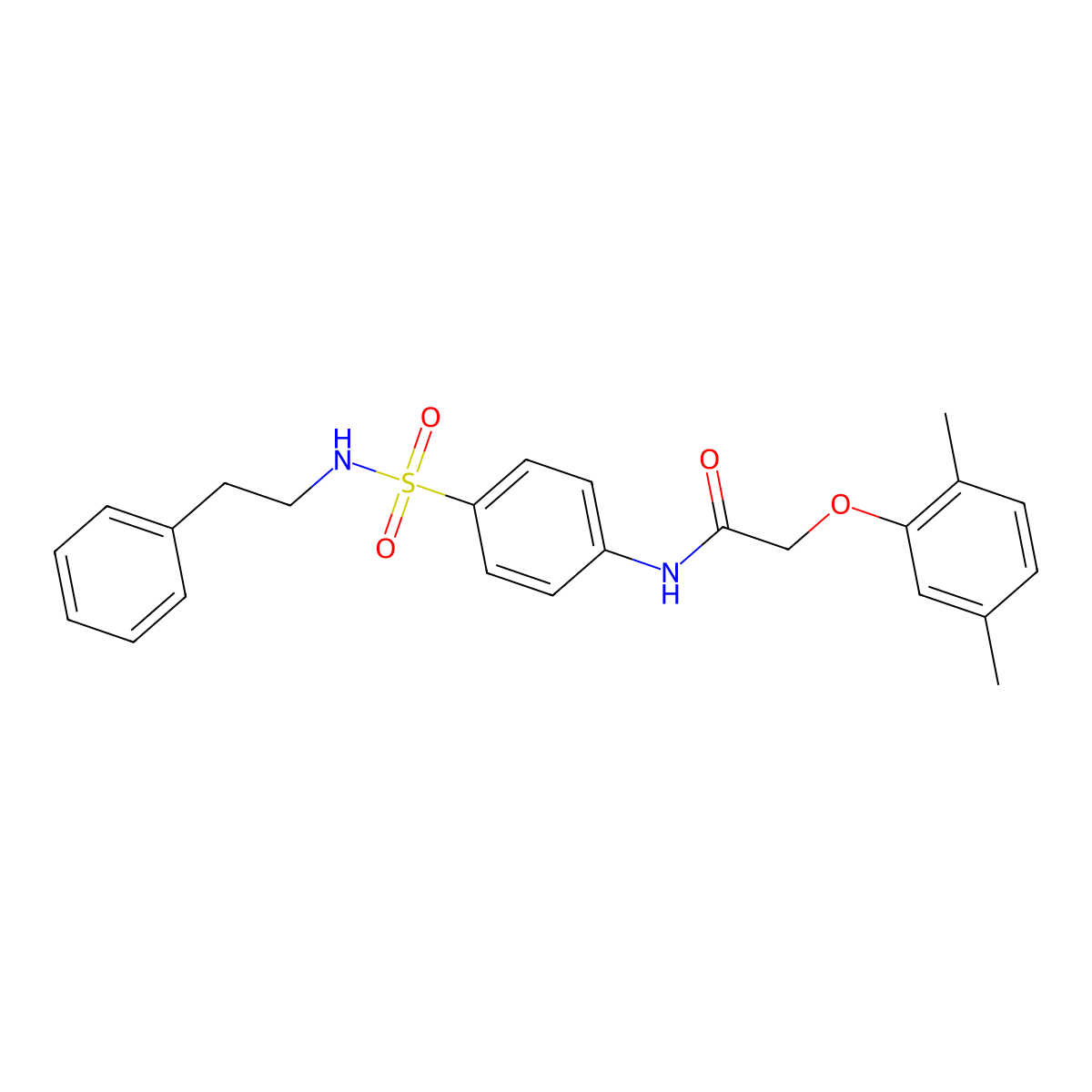 2-(2,5-dimethylphenoxy)-N-(4-{[(2-phenylethyl)amino]sulfonyl}phenyl)acetamide molecular structure, CAS 651297-07-3