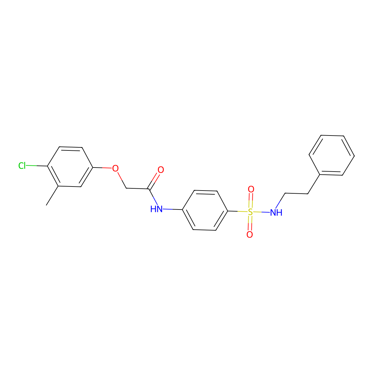 2-(4-chloro-3-methylphenoxy)-N-(4-{[(2-phenylethyl)amino]sulfonyl}phenyl)acetamide molecular structure, CAS 651297-23-3