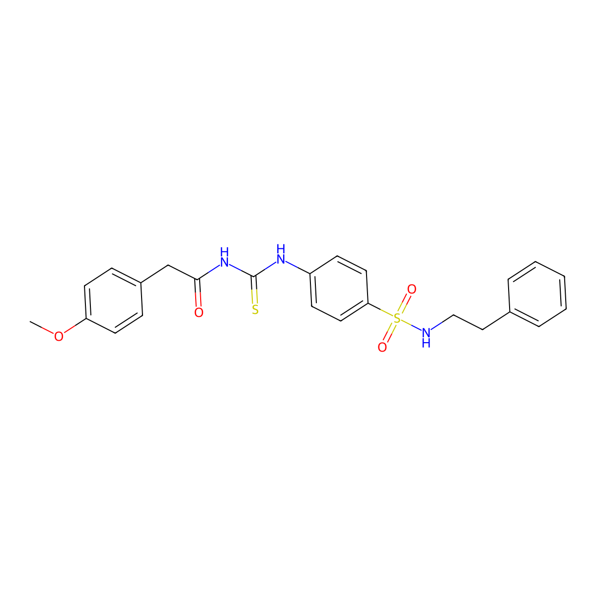 2-(4-methoxyphenyl)-N-({4-[(2-phenylethyl)sulfamoyl]phenyl}carbamothioyl)acetamide molecular structure, CAS 651297-99-3