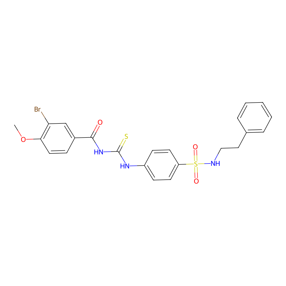 3-bromo-4-methoxy-N-({4-[(2-phenylethyl)sulfamoyl]phenyl}carbamothioyl)benzamide molecular structure, CAS 651298-03-2