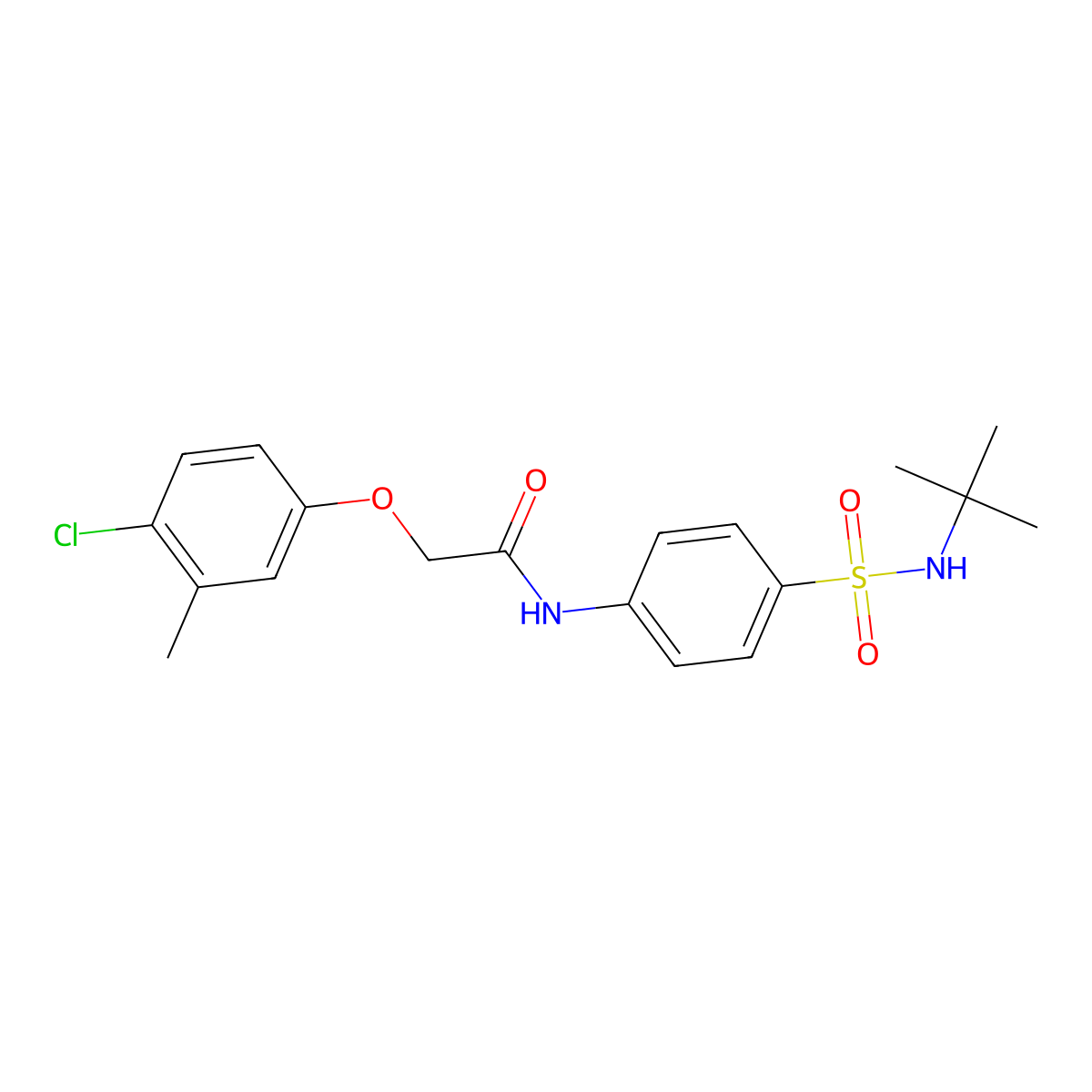 N-[4-(tert-butylsulfamoyl)phenyl]-2-(4-chloro-3-methylphenoxy)acetamide molecular structure, CAS 651298-52-1