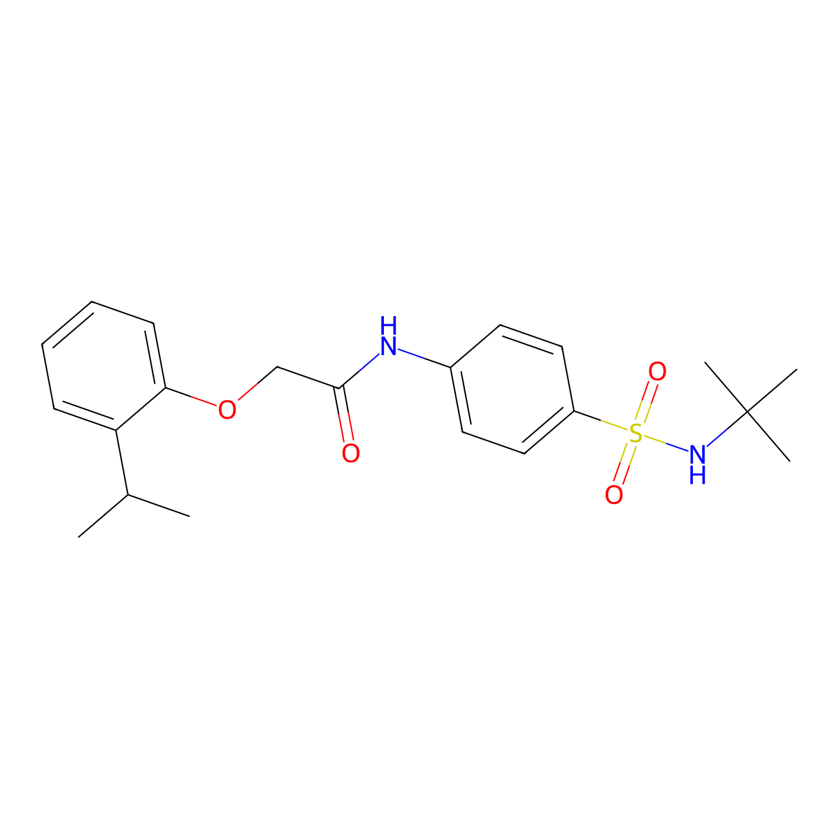 N-{4-[(tert-butylamino)sulfonyl]phenyl}-2-(2-isopropylphenoxy)acetamide molecular structure, CAS 651298-54-3