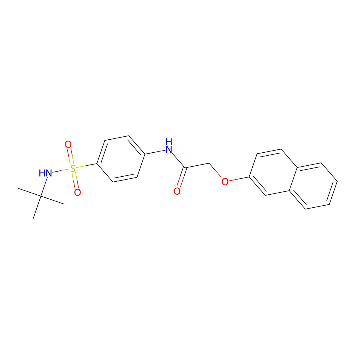 N-{4-[(tert-butylamino)sulfonyl]phenyl}-2-(2-naphthyloxy)acetamide molecular structure, CAS 651298-68-9