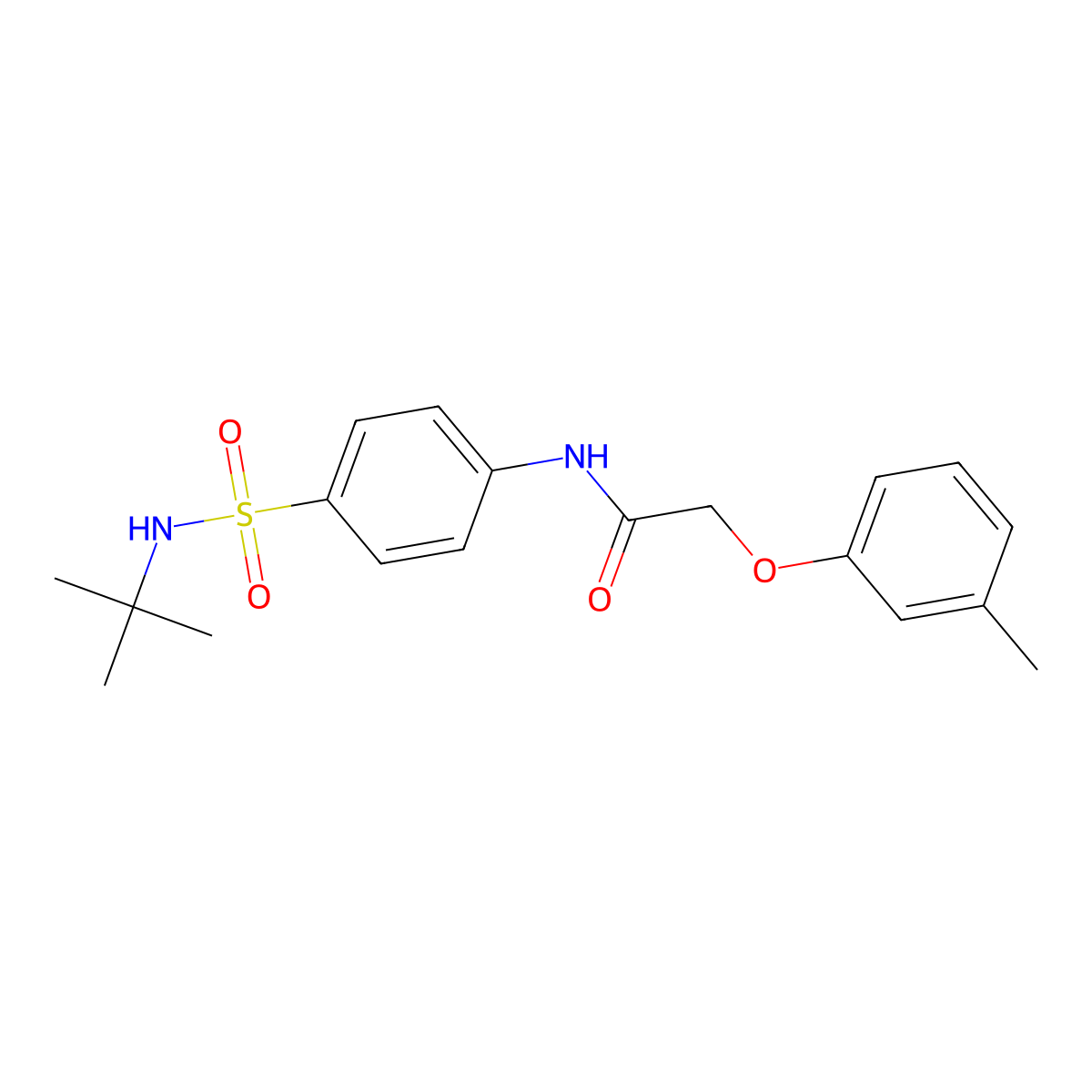 N-[4-(tert-butylsulfamoyl)phenyl]-2-(3-methylphenoxy)acetamide molecular structure, CAS 651298-73-6