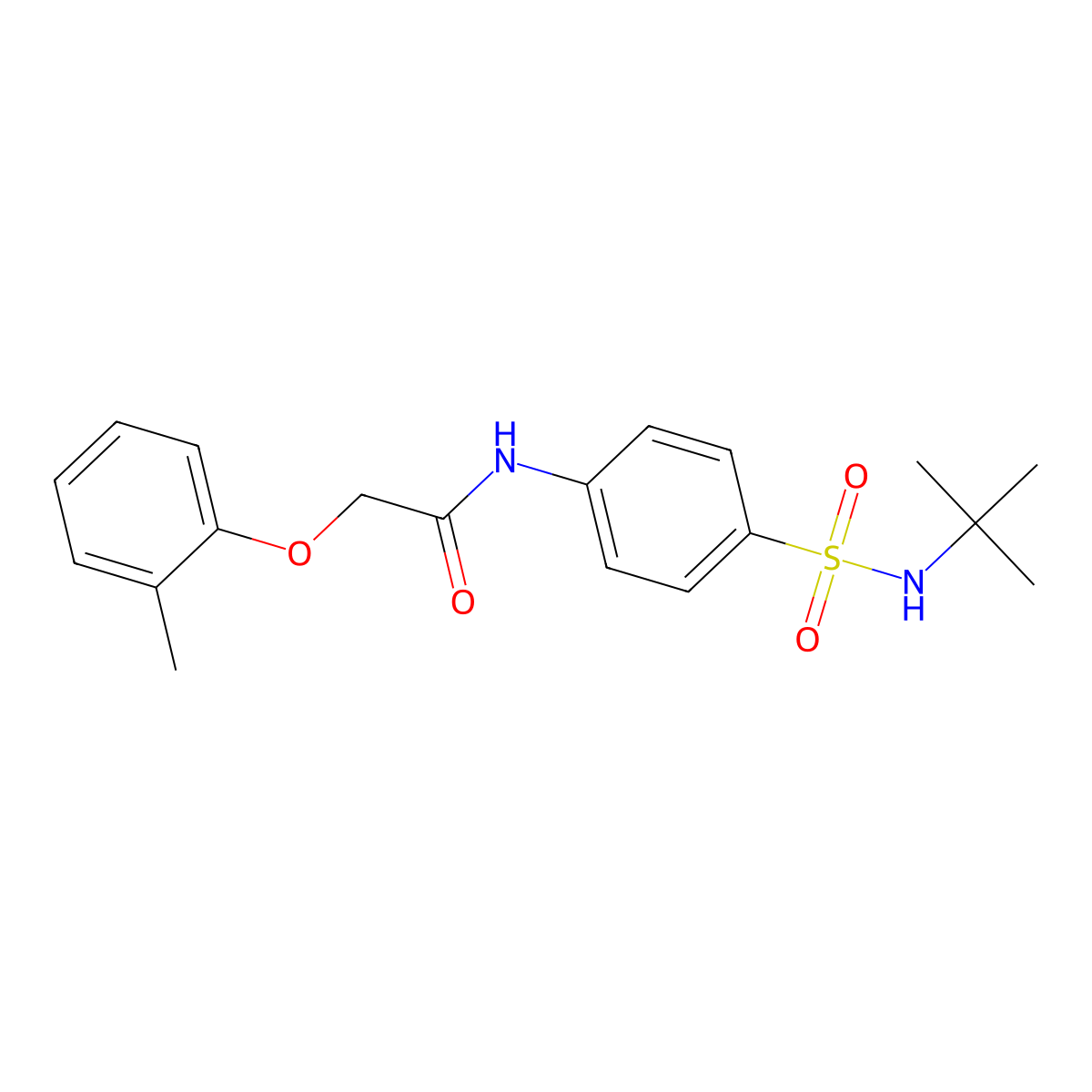 N-[4-(tert-butylsulfamoyl)phenyl]-2-(2-methylphenoxy)acetamide molecular structure, CAS 651298-74-7