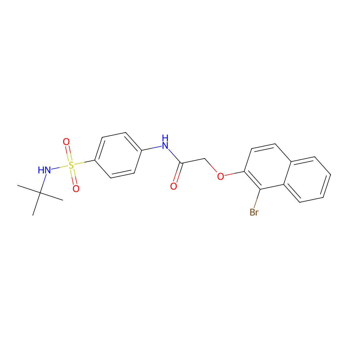 2-[(1-bromo-2-naphthyl)oxy]-N-{4-[(tert-butylamino)sulfonyl]phenyl}acetamide molecular structure, CAS 651298-75-8