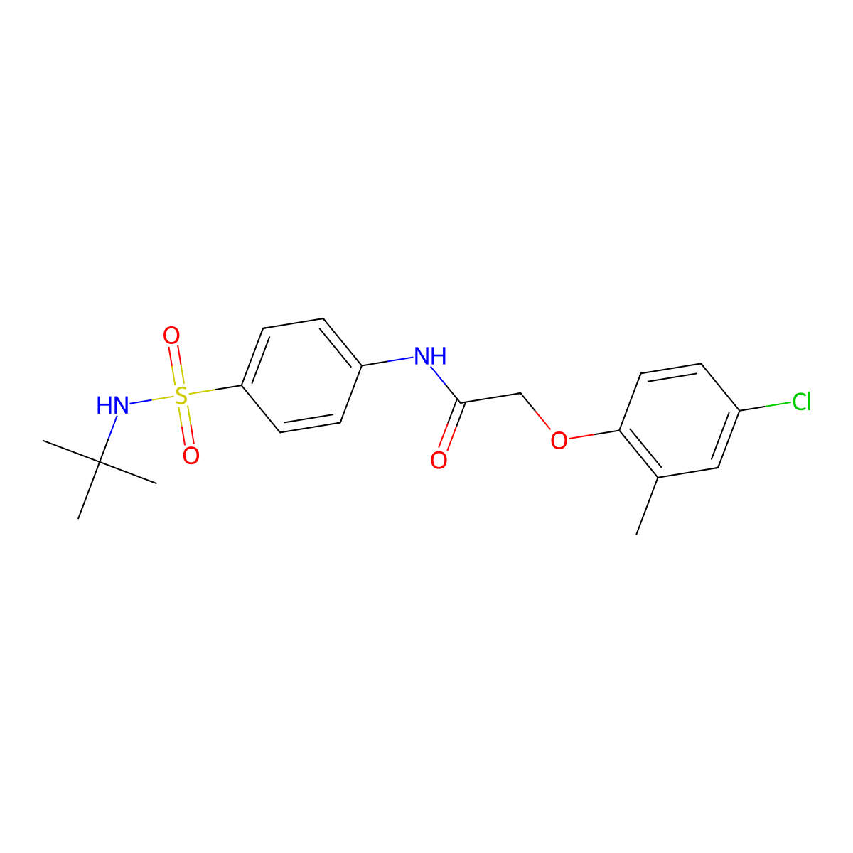 N-[4-(tert-butylsulfamoyl)phenyl]-2-(4-chloro-2-methylphenoxy)acetamide molecular structure, CAS 651298-76-9