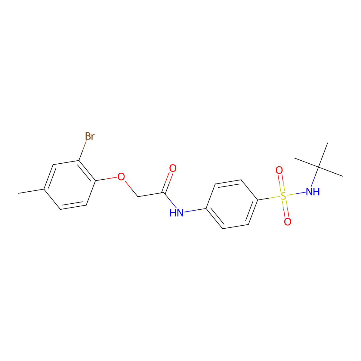 2-(2-bromo-4-methylphenoxy)-N-[4-(tert-butylsulfamoyl)phenyl]acetamide molecular structure, CAS 651298-82-7