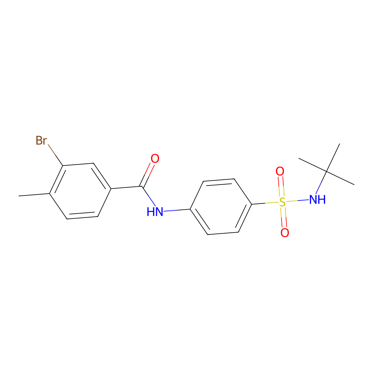 3-bromo-N-[4-(tert-butylsulfamoyl)phenyl]-4-methylbenzamide molecular structure, CAS 651298-91-8