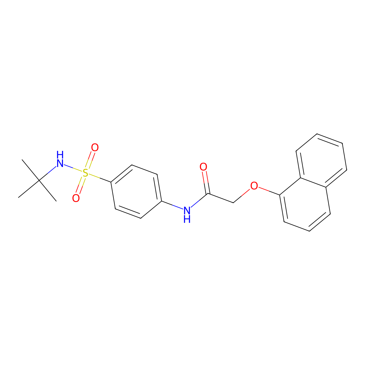 N-{4-[(tert-butylamino)sulfonyl]phenyl}-2-(1-naphthyloxy)acetamide molecular structure, CAS 651298-94-1
