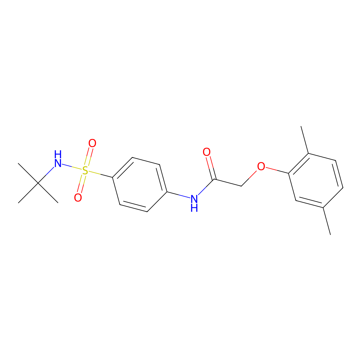 N-[4-(tert-butylsulfamoyl)phenyl]-2-(2,5-dimethylphenoxy)acetamide molecular structure, CAS 651298-95-2