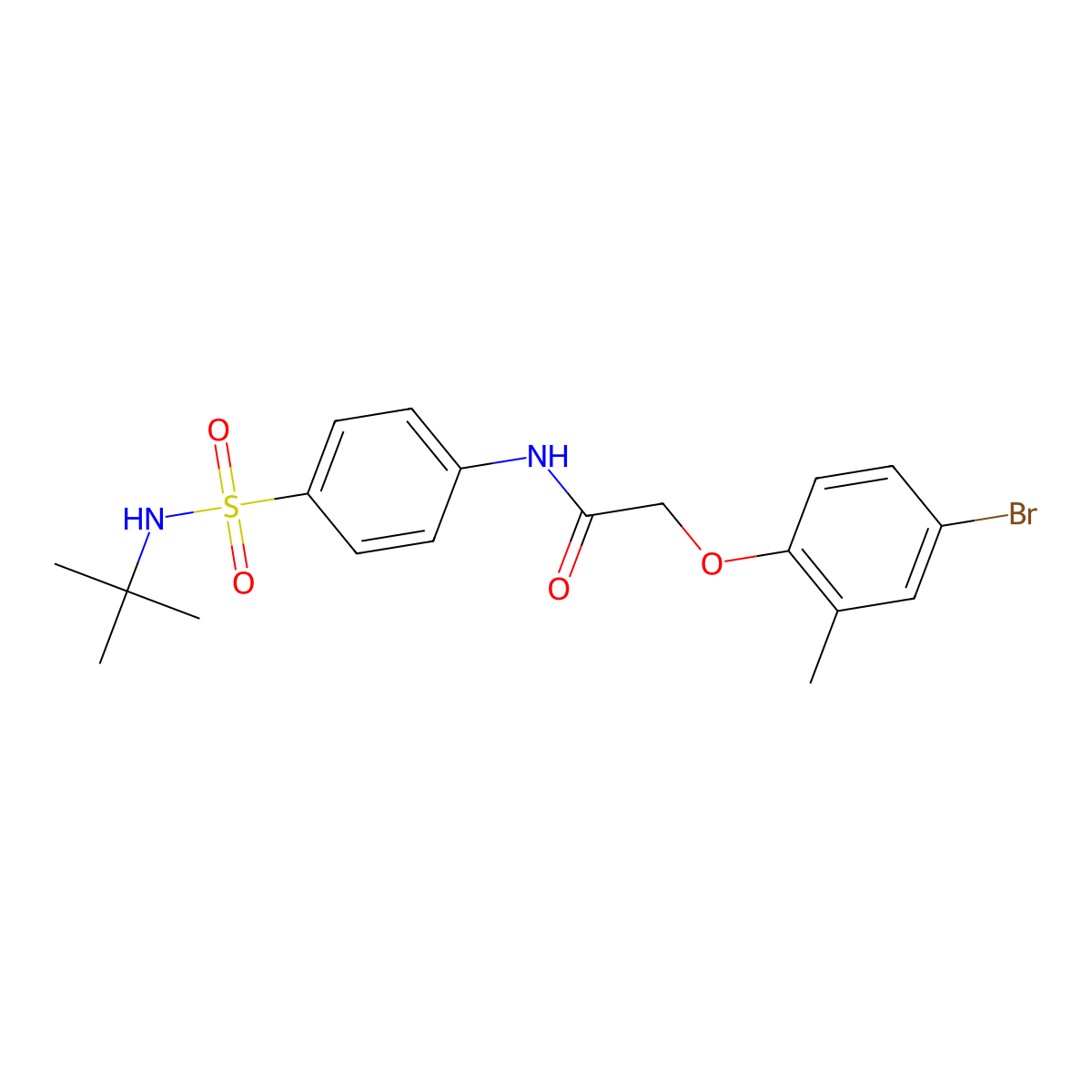 2-(4-bromo-2-methylphenoxy)-N-[4-(tert-butylsulfamoyl)phenyl]acetamide molecular structure, CAS 651298-96-3